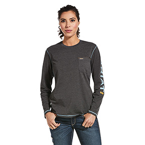 ARIAT WOMEN'S REBAR WORKMAN LOGO T-SHIRT- CHARCOAL HEATHER