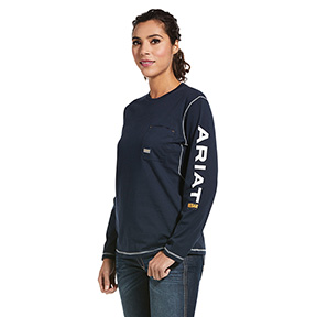 ARIAT WOMEN'S REBAR WORKMAN LOGO T-SHIRT- NAVY