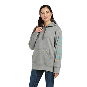 ARIAT WOMEN'S REBAR GRAPHIC HOODIE- HEATHER GREY