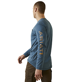 ARIAT REBAR WORKMAN LOGO T-SHIRT- INDIAN TEAL/TIGER'S EYE