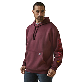 ARIAT REBAR GRAPHIC HOODIE- MALBEC/GREY