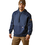 ARIAT REBAR WORKMAN DURACANVAS HOODIE- NAVY HEATHER/NAVY