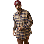 ARIAT REBAR FLANNEL DURASTRETCH WORK SHIRT- TIGER'S EYE PLAID