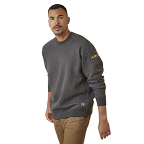 ARIAT REBAR WORKMAN LOGO SWEATER- CHARCOAL HEATHER