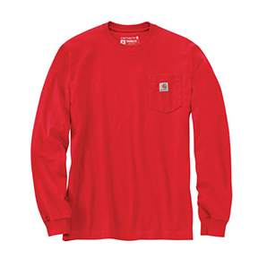 CARHARTT WORKWEAR LONG-SLEEVE POCKET T-SHIRT- FIRE RED HEATHER