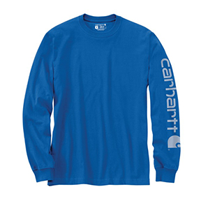 CARHARTT WORKWEAR LONG-SLEEVE GRAPHIC LOGO T-SHIRT - BLUE GLOW