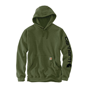 CARHARTT MIDWEIGHT HOODED LOGO SWEATSHIRT - CHIVE HEATHER