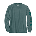 CARHARTT WORKWEAR LONG-SLEEVE GRAPHIC LOGO T-SHIRT - SEA PINE HEATHER