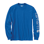 CARHARTT WORKWEAR LONG-SLEEVE GRAPHIC LOGO T-SHIRT - BLUE GLOW