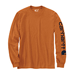 CARHARTT WORKWEAR LONG-SLEEVE GRAPHIC LOGO T-SHIRT - MARMALADE HEATHER