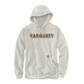 CARHARTT RAIN DEFENDER MIDWEIGHT LOGO GRAPHIC HOODIE- MALT