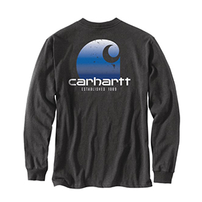 CARHARTT HEAVYWEIGHT LONG-SLEEVE POCKET GRAPHIC T-SHIRT- CARBON HEATHER
