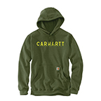 CARHARTT RAIN DEFENDER MIDWEIGHT LOGO GRAPHIC HOODIE- CHIVE HEATHER