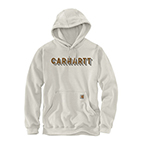 CARHARTT RAIN DEFENDER MIDWEIGHT LOGO GRAPHIC HOODIE- MALT