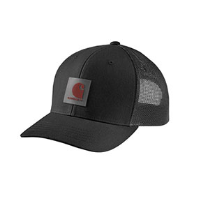 CARHARTT RUGGED FLEX MESH-BACK LOGO CAP- BLACK