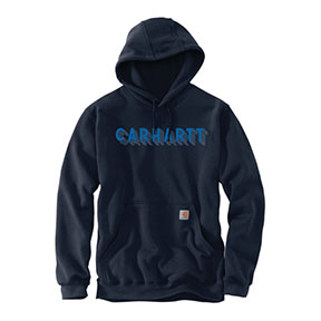 CARHARTT RAIN DEFENDER MIDWEIGHT LOGO GRAPHIC HOODIE- NEW NAVY
