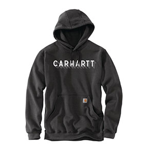 CARHARTT RAIN DEFENDER MIDWEIGHT LOGO GRAPHIC HOODIE- CARBON HEATHER
