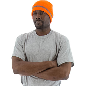 HIGH VISIBILITY BEANIE W/REFLECTIVE STRIPING