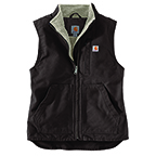 WOMEN'S RELAXED FIT WASHED DUCK SHERPA LINED MOCK NECK VEST- DARK BROWN