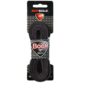 Sof Sole 72in Leather Boot Laces - Black - Black 72in