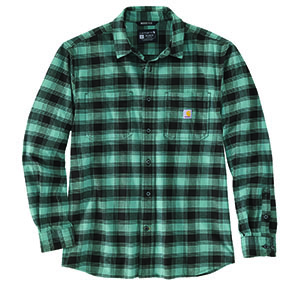 CARHARTT RUGGED FLEX MIDWEIGHT FLANNEL PLAID SHIRT- SEA PINE
