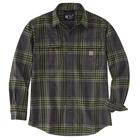 CARHARTT LOOSE FIT FLANNEL LONG-SLEEVE PLAID- SHADOW