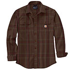 CARHARTT LOOSE FIT FLANNEL LONG-SLEEVE PLAID- CHESTNUT