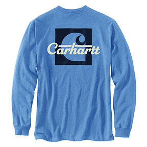 CARHARTT HEAVYWEIGHT LONG-SLEEVE POCKET T-SHIRT- SKYSTONE HEATHER