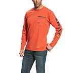 ARIAT REBAR WORKMAN LOGO LONG SLEEVE T-SHIRT- VOL FIRE