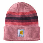 WOMEN'S CARHARTT RIB KNIT BEANIE- CAMEO BROWN STRIPE