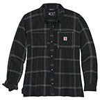 WOMEN'S CARHARTT LOOSE FIT MID-WEIGHT FLANNEL SHIRT- BLACK