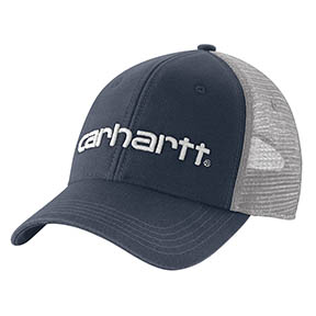 CARHARTT CANVAS MESH-BACK LOGO GRAPHIC CAP- NAVY/WHITE