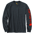 CARHARTT WORKWEAR LONG-SLEEVE GRAPHIC LOGO T-SHIRT - CARBON HEATHER