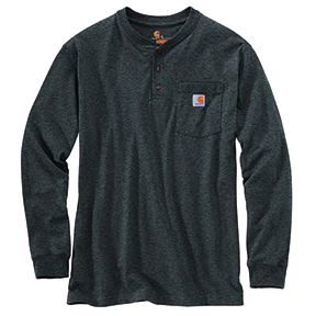 CARHARTT WORKWEAR LONG-SLEEVE HENLEY T-SHIRT- CARBON HEATHER