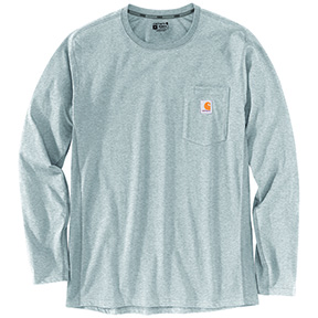 CARHARTT FORCE LONG-SLEEVE POCKET T-SHIRT- HEATHER GRAY