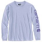 WOMEN'S LOOSE FIT LONG-SLEEVE LOGO SLEEVE T-SHIRT - LILAC HEATHER