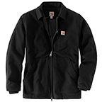 CARHARTT LOOSE FIT WASHED DUCK SHERPA-LINED COAT- BLACK