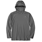 CARHARTT FORCE SUN DEFENDER LONG-SLEEVE HOODED LOGO GRAPHIC T-SHIRT- STEEL