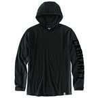 CARHARTT FORCE LONG-SLEEVE LOGO HOODED T-SHIRT- BLACK