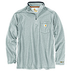 CARHARTT LONG-SLEEVE QUARTER ZIP T-SHIRT- HEATHER GREY