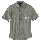 CARHARTT LOOSE FIT CHAMBRAY SHORT SLEEVE SHIRT- DUSTY OLIVE CHAMBRAY