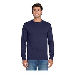 JERZEES DRI-POWER 50/50 COTTON/POLY LONG SLEEVE T-SHIRT- NAVY