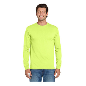 JERZEES DRI-POWER 50/50 COTTON/POLY LONG SLEEVE T-SHIRT- SAFETY GREEN