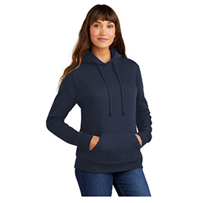 PORT & COMPANY WOMEN'S FLEECE PULLOVER HOODED SWEATSHIRT- NAVY