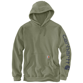 CARHARTT MIDWEIGHT HOODED LOGO SWEATSHIRT- DUSTY OLIVE