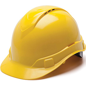 HARD HAT - YELLOW VENTED 4 PT RATCHET SUSPENSION