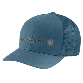 CARHARTT RUGGED FLEX FITTED CANVAS MESH-BACK LOGO GRAPHIC CAP- STORM BLUE