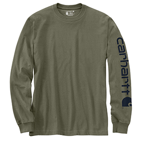 CARHARTT WORKWEAR LONG-SLEEVE GRAPHIC LOGO T-SHIRT - DUSTY OLIVE