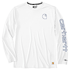 CARHARTT FORCE SUN DEFENDER LONG SLEEVE LOGO GRAPHIC T-SHIRT- WHITE/NAVY