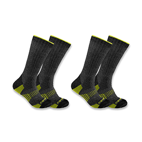 CARHARTT MIDWEIGHT SYNTHETIC WOOL BLEND BOOT SOCK 2-PACK- CHARCOAL
